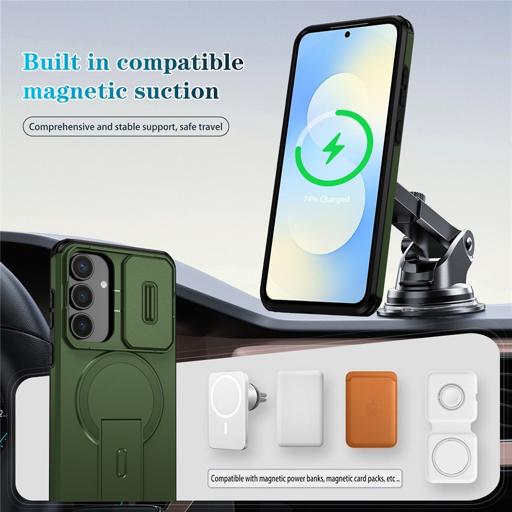 Smooth strapabíró tok MagSafe-vel a Samsung Galaxy S26 FE/S25 FE-hez – zöld