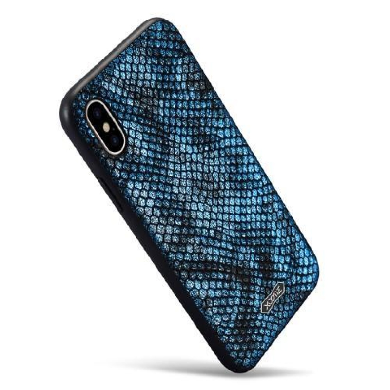 Kígyógél tok PU bőr hátlappal iPhone X készülékhez - kék