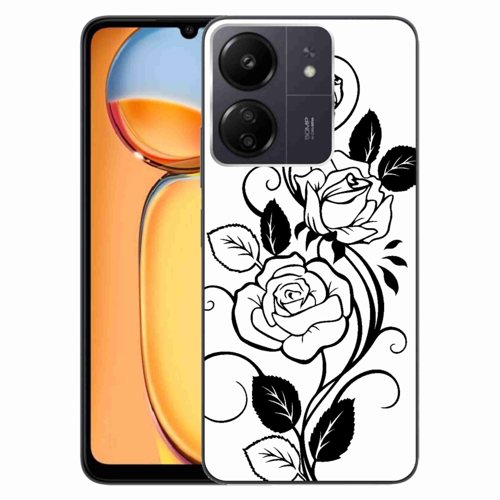 Gél borítás mmCase a Xiaomi Poco C65/Redmi 13C-hez - fekete és fehér rózsa