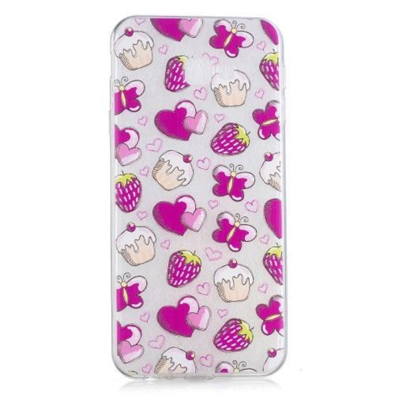 Puha zselés borítás Samsung Galaxy J4+ készülékhez - sütemények és eper