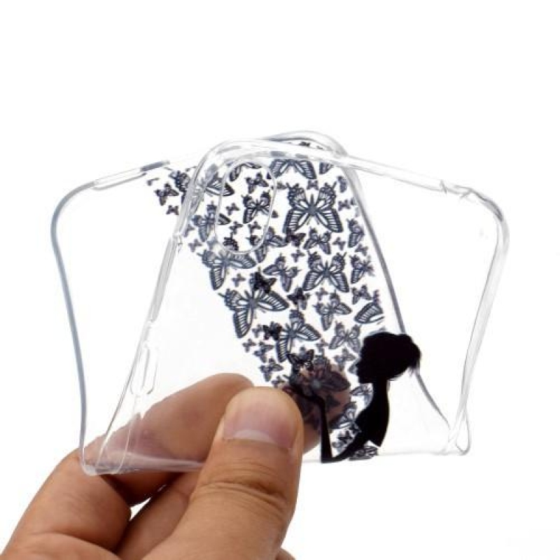 Puha zselés tok a Huawei Y5 (2019) mobilhoz - pillangók és a lány