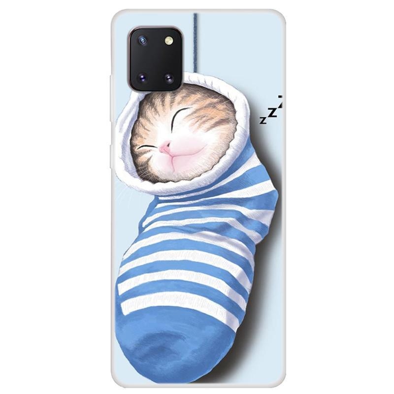 Puha zselés tok Samsung Galaxy Note 10 Lite készülékhez - macska a zokniban