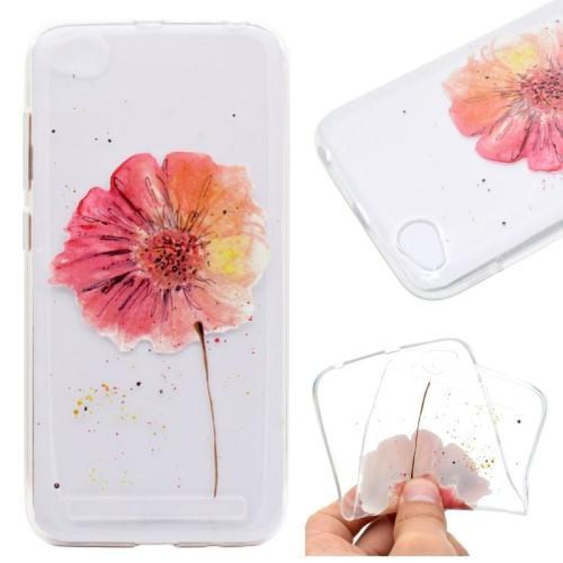 Puha zselés tok motívummal Xiaomi Redmi 5A - piros virággal