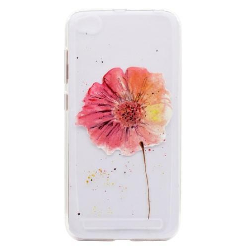 Puha zselés tok motívummal Xiaomi Redmi 5A - piros virággal