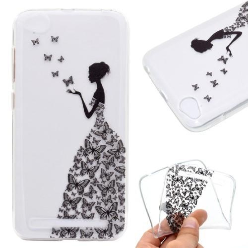 Puha zselés tok motívummal a Xiaomi Redmi 5A - pillangó hölgyre