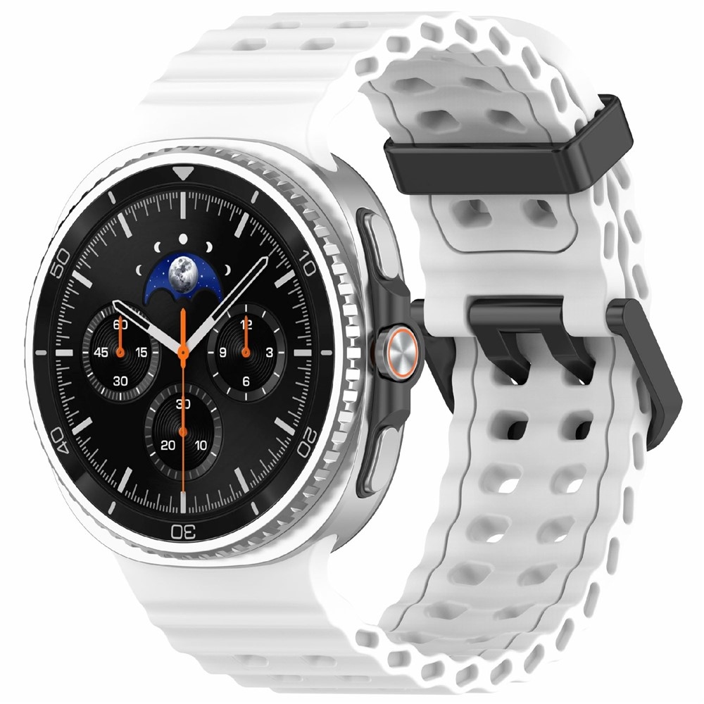Tartós szilikon karkötő a Samsung Galaxy Watch8 Classic 46 mm-es/Watch8 44 mm-es/40 mm-es modellekhez – fehér