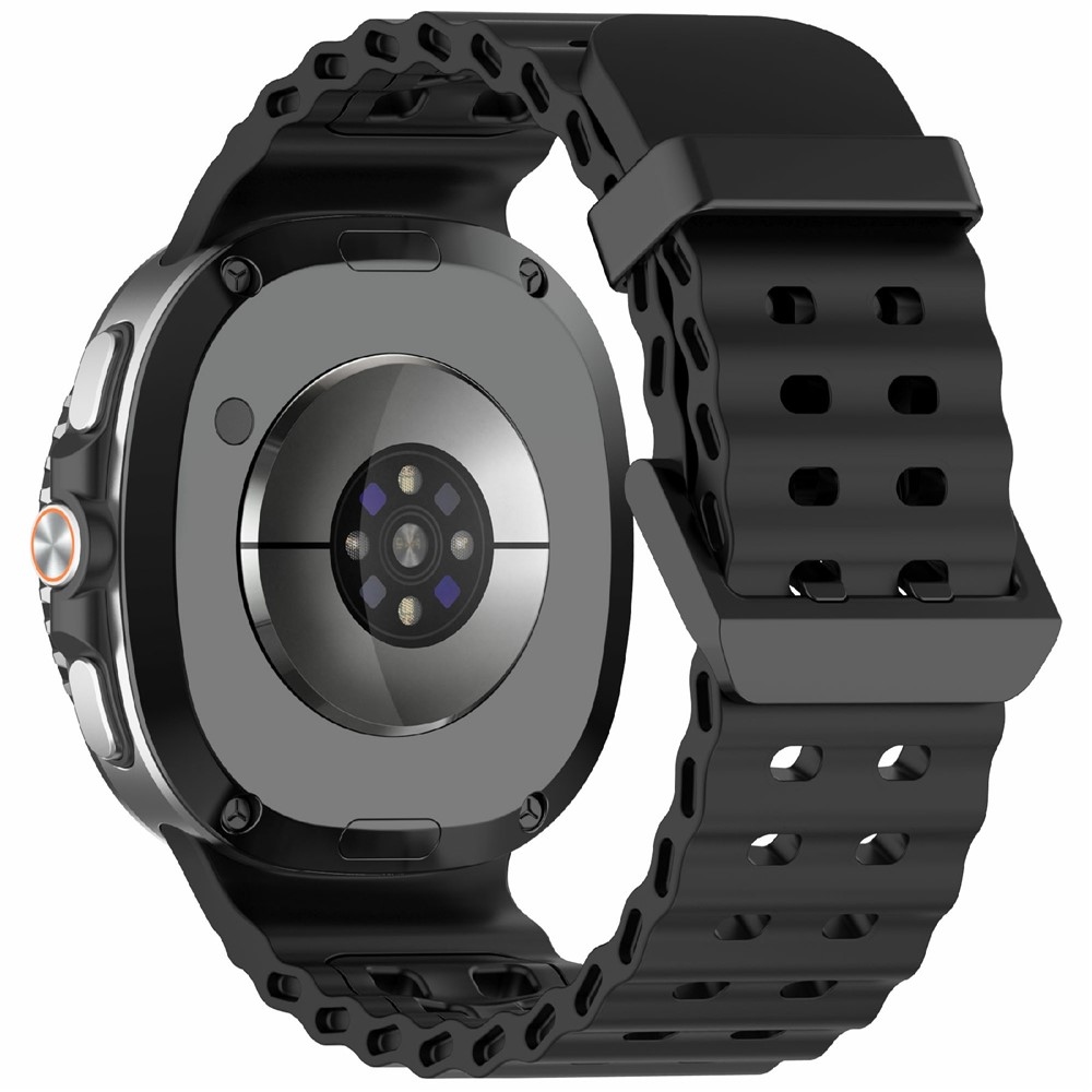 Tartós szilikon karkötő a Samsung Galaxy Watch8 Classic 46 mm-es/Watch8 44 mm-es/40 mm-es modellekhez – fekete