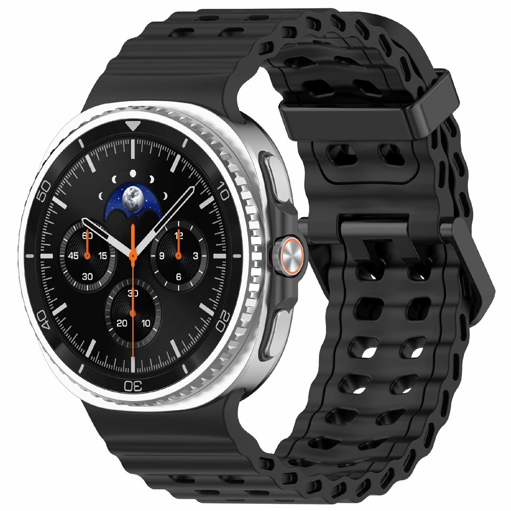 Tartós szilikon karkötő a Samsung Galaxy Watch8 Classic 46 mm-es/Watch8 44 mm-es/40 mm-es modellekhez – fekete