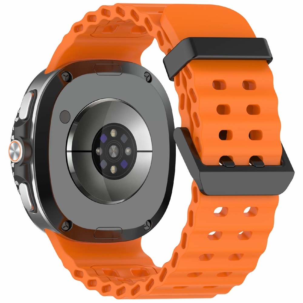 Erős szilikon karkötő a Samsung Galaxy Watch8 Classic 46 mm-es/Watch8 44 mm-es/40 mm-es modellekhez – narancssárga