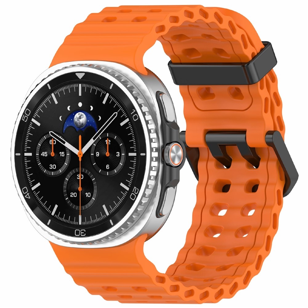 Erős szilikon karkötő a Samsung Galaxy Watch8 Classic 46 mm-es/Watch8 44 mm-es/40 mm-es modellekhez – narancssárga