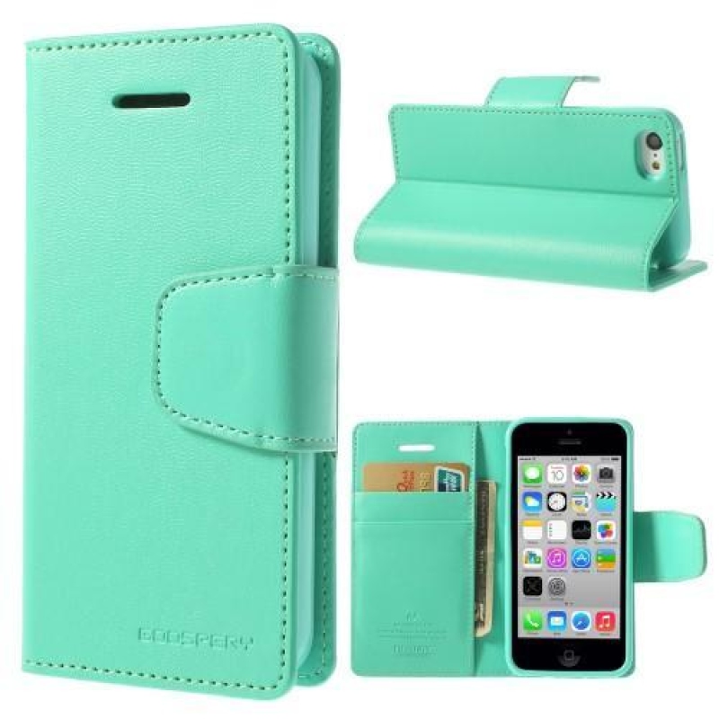 Sonata PU bőr tok iPhone 5C készülékhez - cián színű