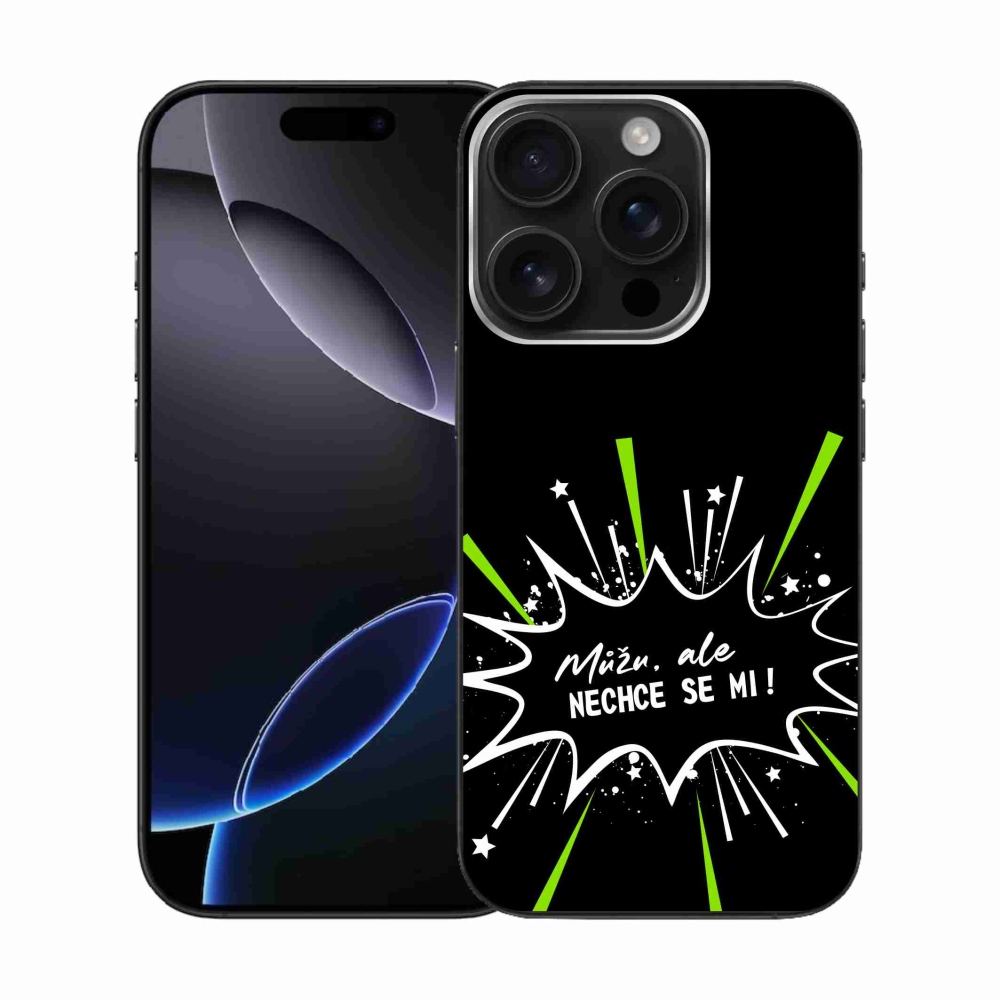 Gél borítás mmCase iPhone 16 Pro készülékhez - vicces szöveg 11 fekete háttér