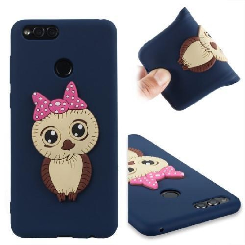 Bagolylány szilikon tok Honor 7X készülékhez - sötétkék