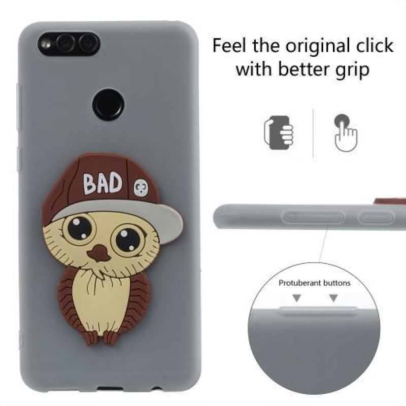 Bagolyfiú 3D szilikon tok Honor 7X készülékhez - fehér