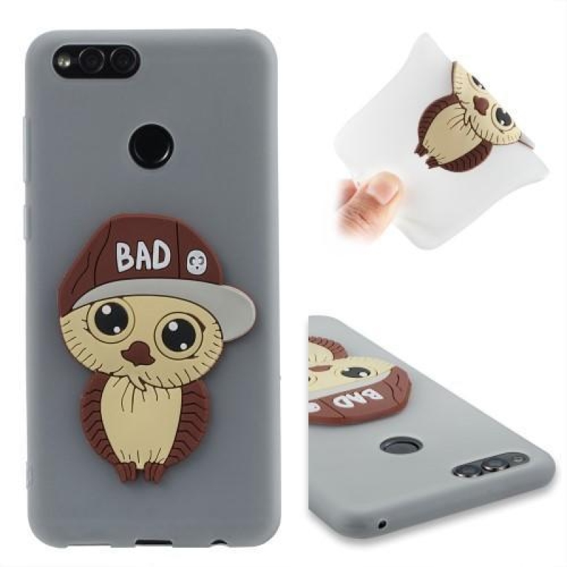 Bagolyfiú 3D szilikon tok Honor 7X készülékhez - fehér