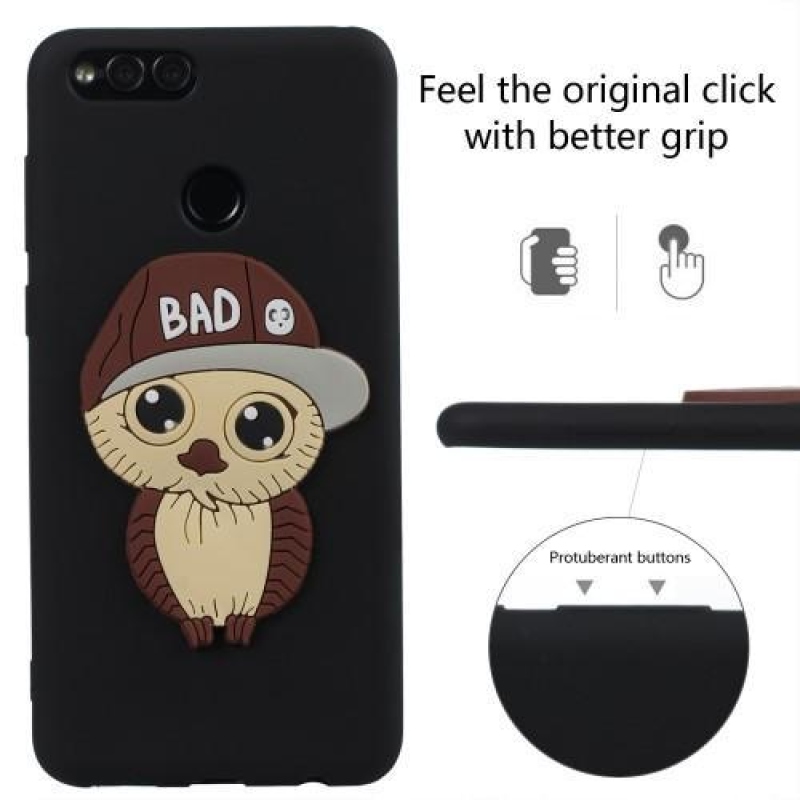 Bagolyfiú 3D szilikon tok a Honor 7X készülékhez - fekete