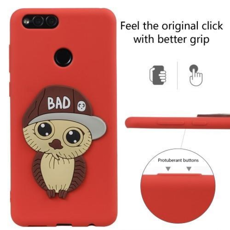 Bagolyfiú 3D szilikon tok a Honor 7X készülékhez - piros