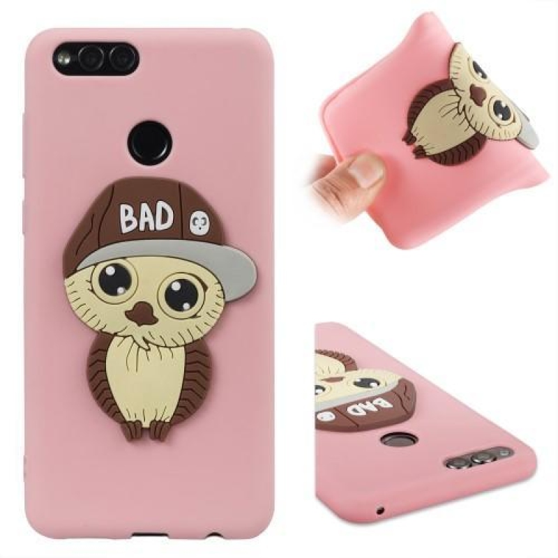 Bagolyfiú 3D szilikon tok Honor 7X készülékhez - rózsaszín