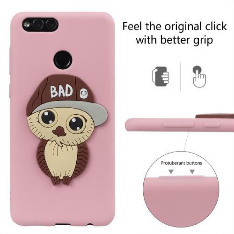 Bagolyfiú 3D szilikon tok Honor 7X készülékhez - rózsaszín