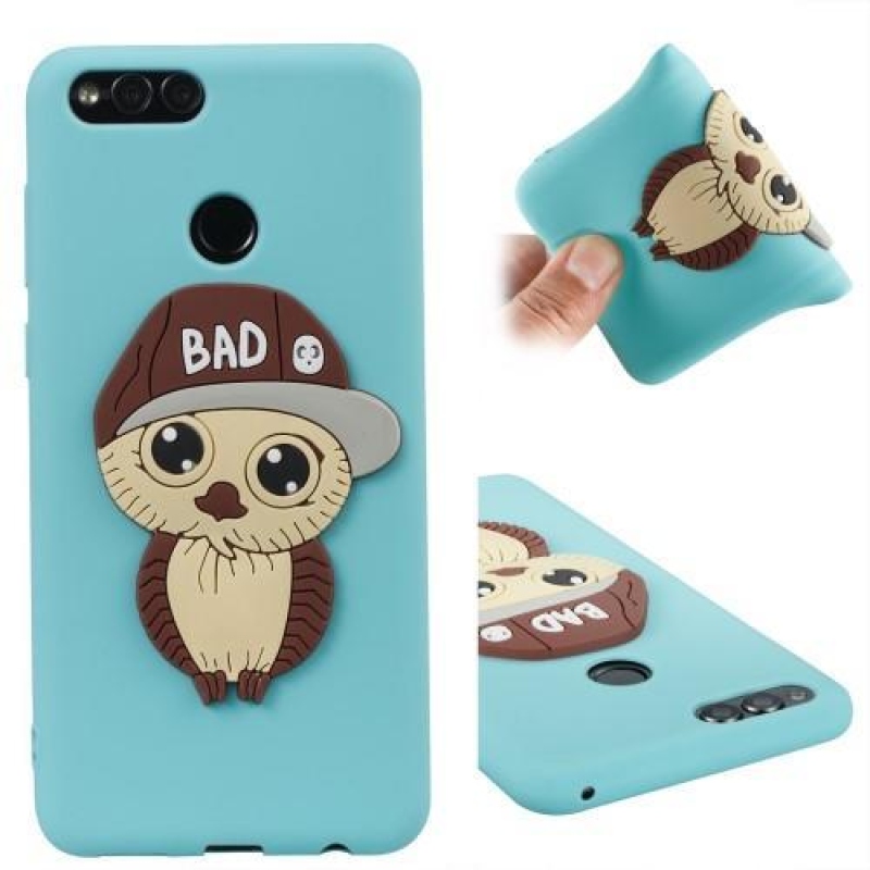 Bagolyfiú 3D szilikon tok Honor 7X készülékhez - világoskék