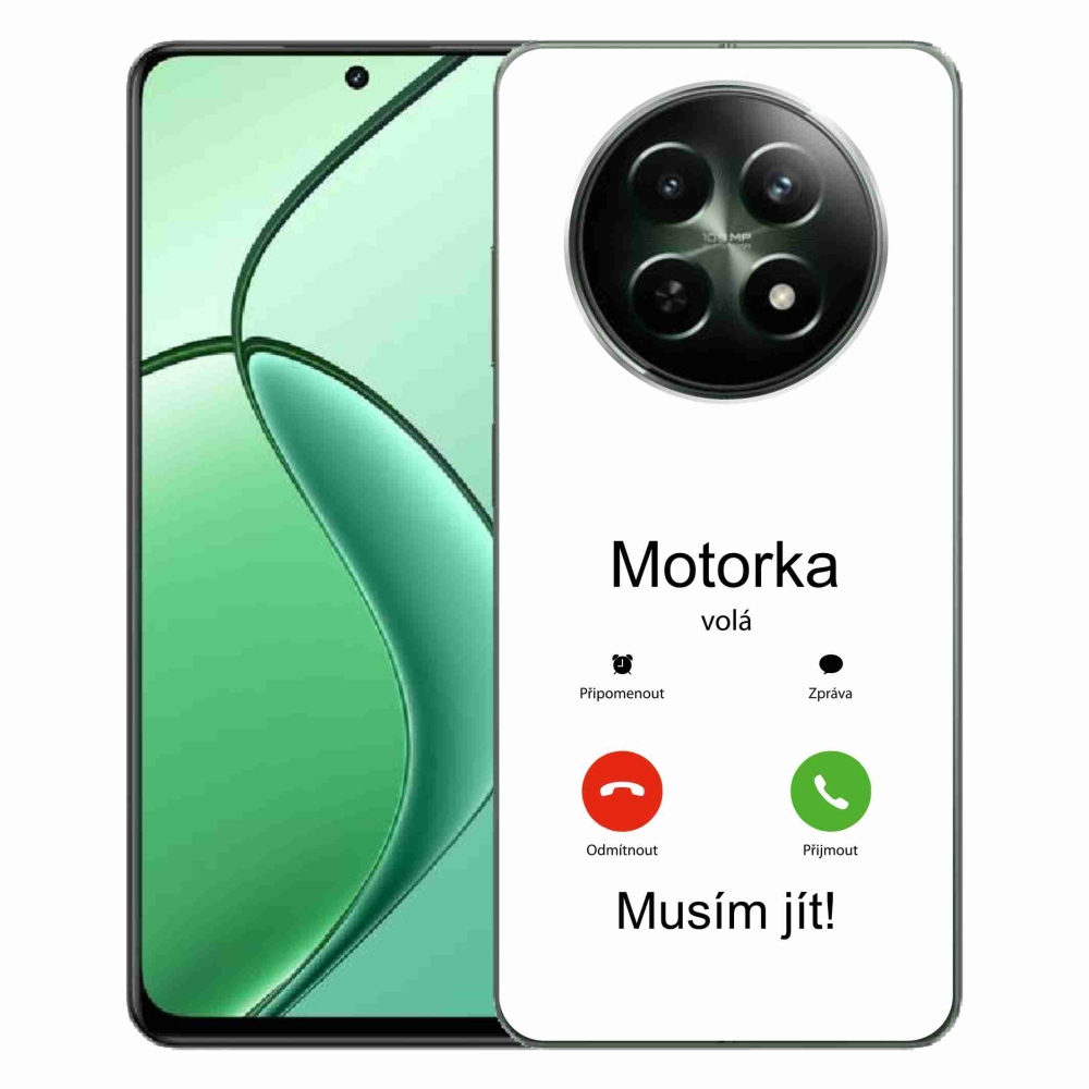 Gél borító mmCase a Realme 12 5G/12x 5G - motoros hívás fehér háttérrel