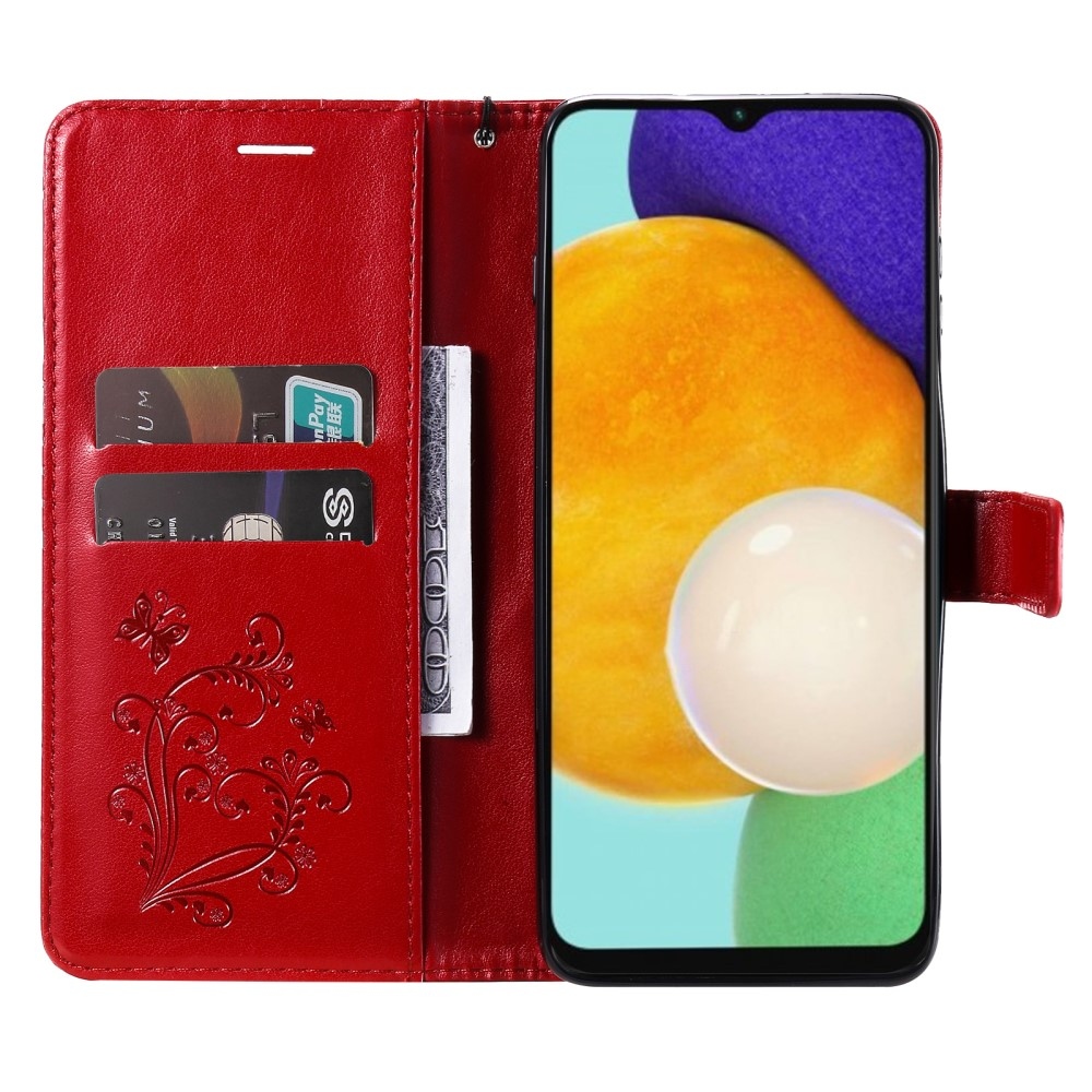 Nagy Buttefly könyv tok Samsung Galaxy A13 5G/A04s készülékhez - piros