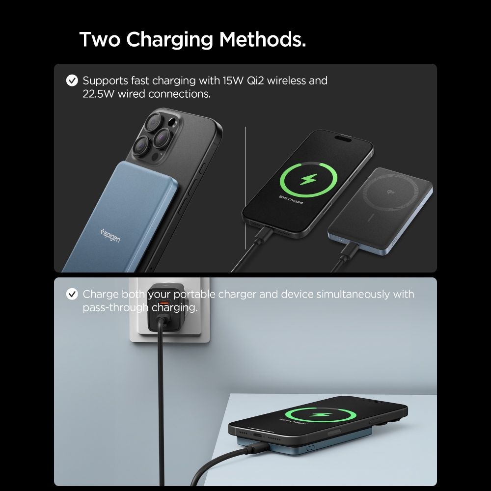 Spigen EA2205MQ MagSafe powerbank 5000 mAh 22.5W Qi2 - kék