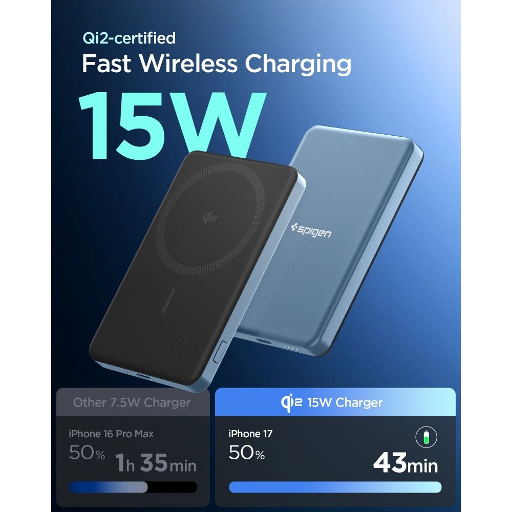 Spigen EA2205MQ MagSafe powerbank 5000 mAh 22.5W Qi2 - kék