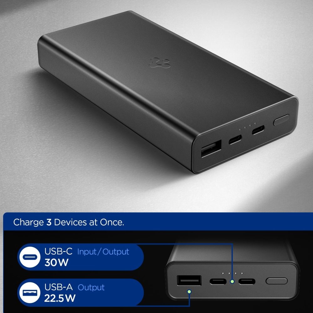Spigen EA3020 powerbank 20000 mAh 30W - fekete