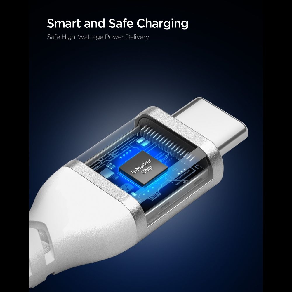 Spigen EB10010CCA USB-C/USB-C adatkábel 100W 1m - fehér