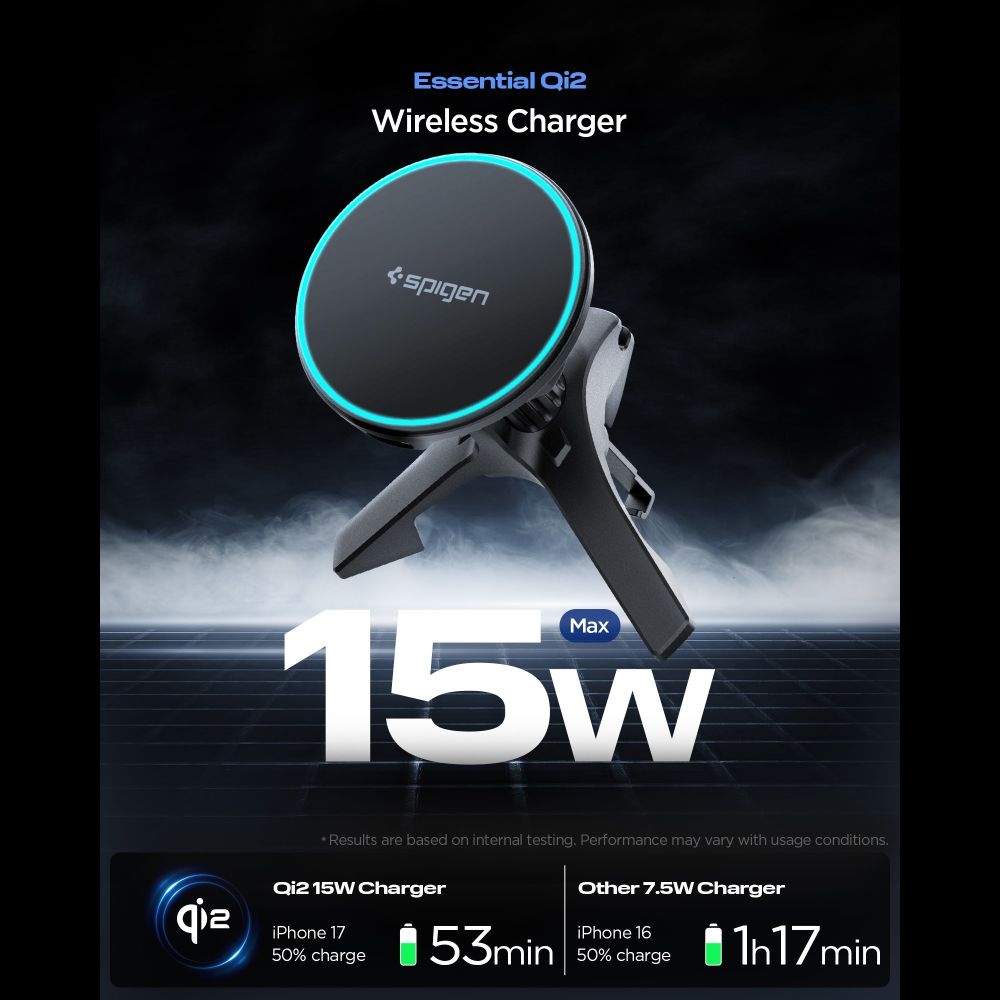 Spigen EV15MAQ MagSafe 15W Qi2 mágneses szellőzőtartó - Fekete