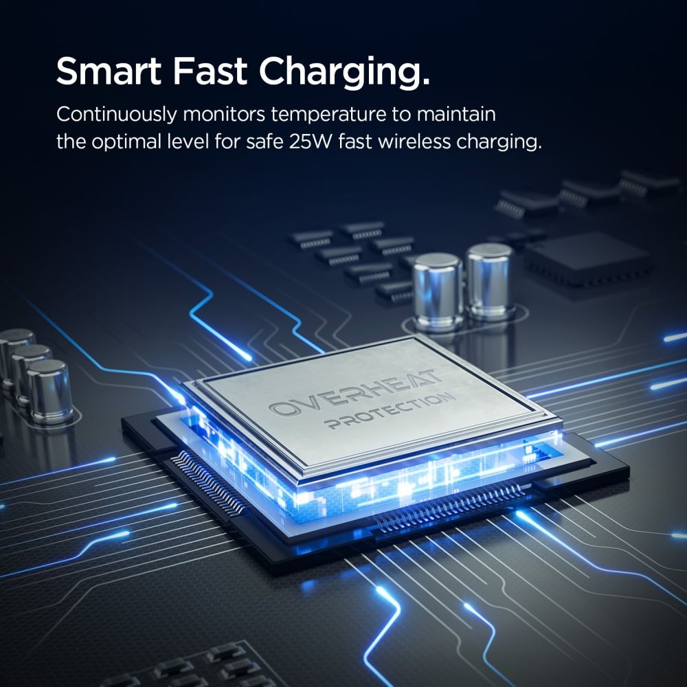 Spigen EV25MFAQ szellőzőtartó MagSafe Qi2 25W vezeték nélküli töltéssel - Fekete