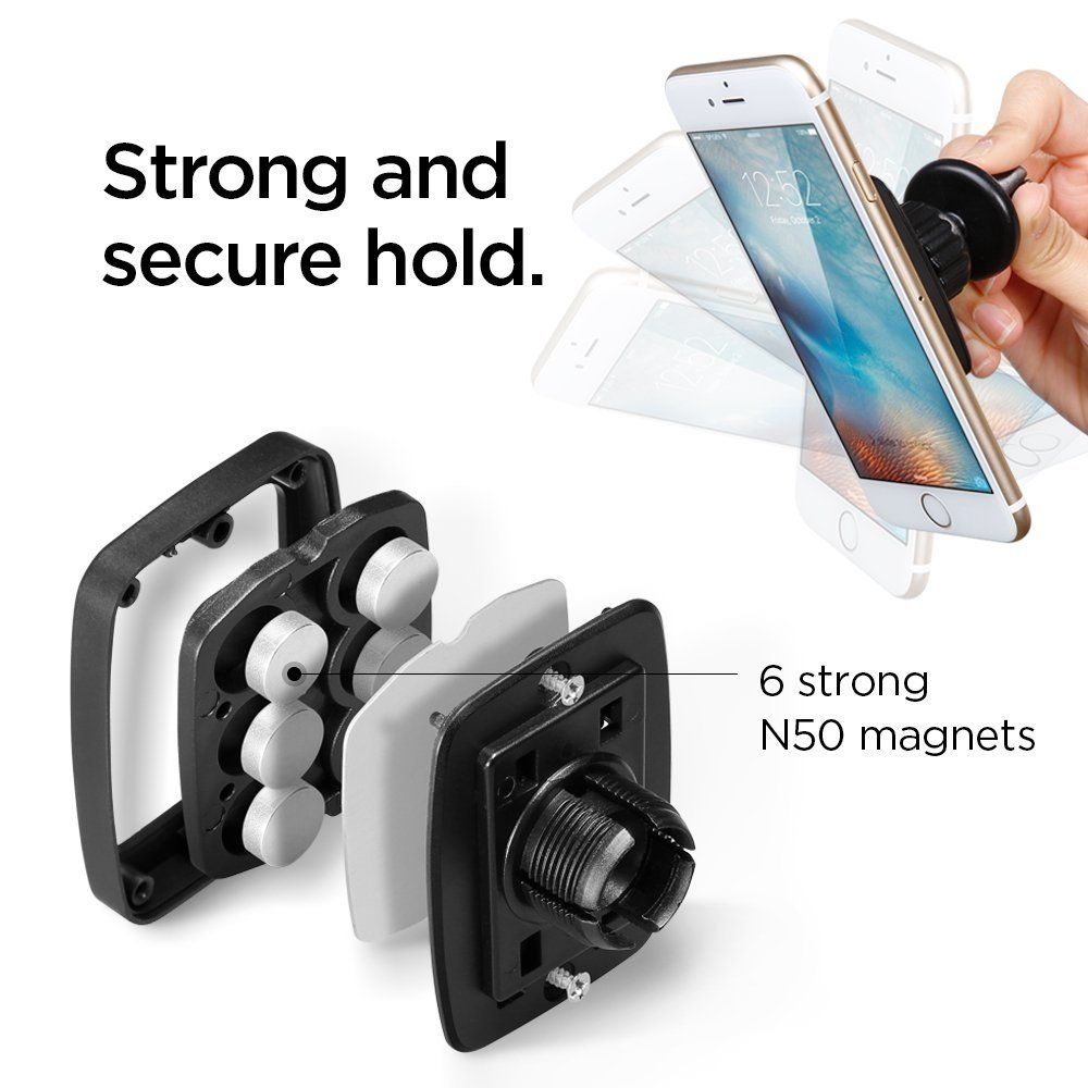 Spigen H12 mágneses autós szellőzőtartó - Fekete
