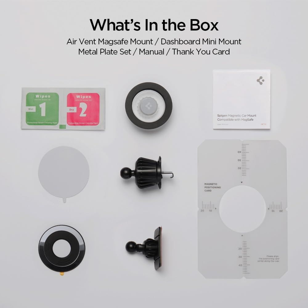 Spigen MFT13 MagSafe mágneses autós tartó műszerfalra és szellőzésre - fekete