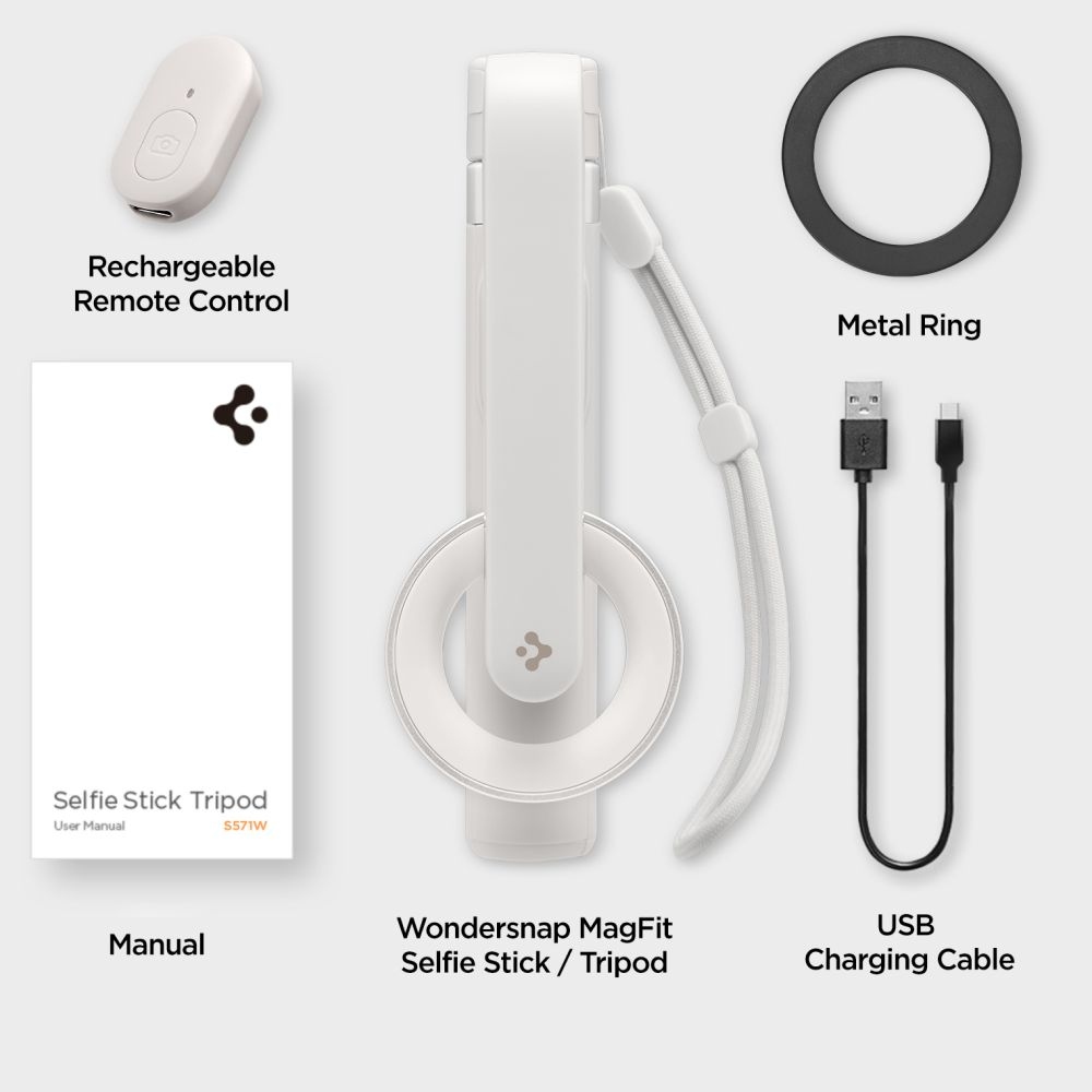 Spigen S571W MagSafe Bluetooth szelfibot állvánnyal - bézs színben