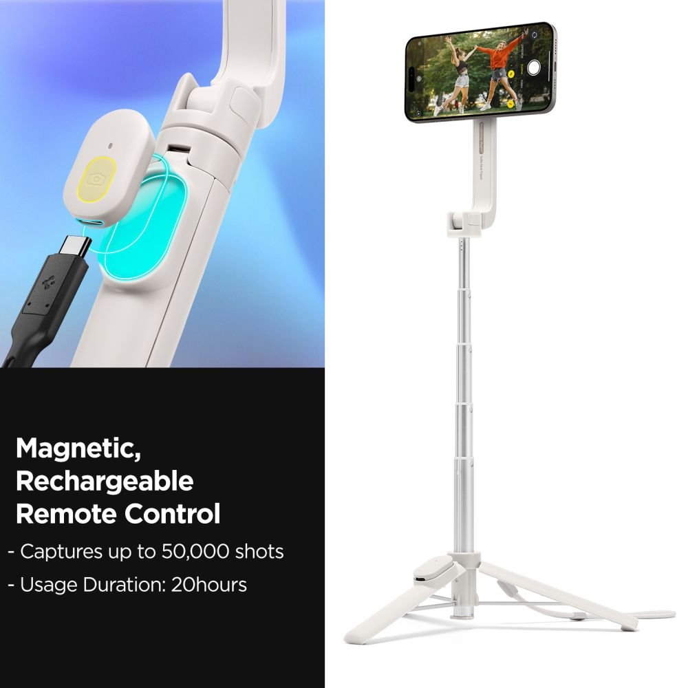 Spigen S571W MagSafe Bluetooth szelfibot állvánnyal - bézs színben