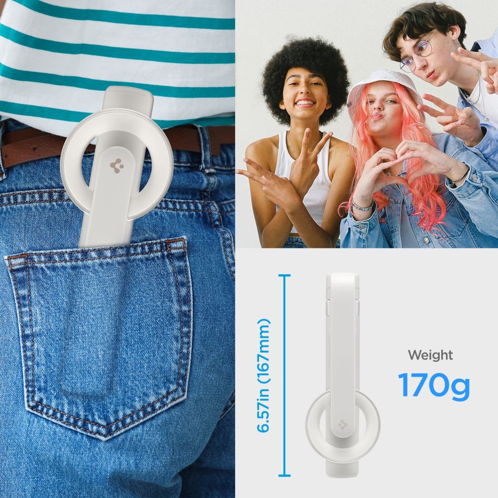 Spigen S571W MagSafe Bluetooth szelfibot állvánnyal - bézs színben