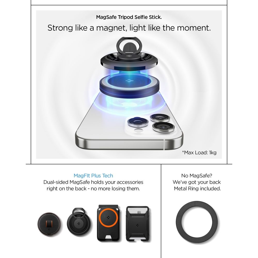 Spigen S581W MagSafe Bluetooth szelfibot állvánnyal - fekete