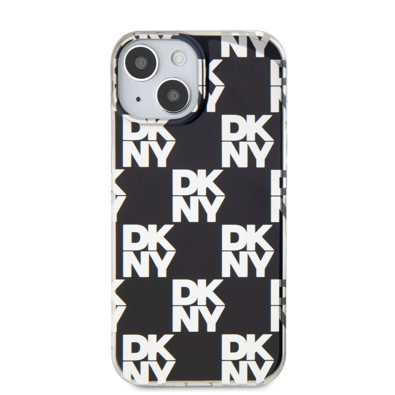 DKNY PC/TPU kockás mintás hátsó borító iPhone 15-hez Fekete