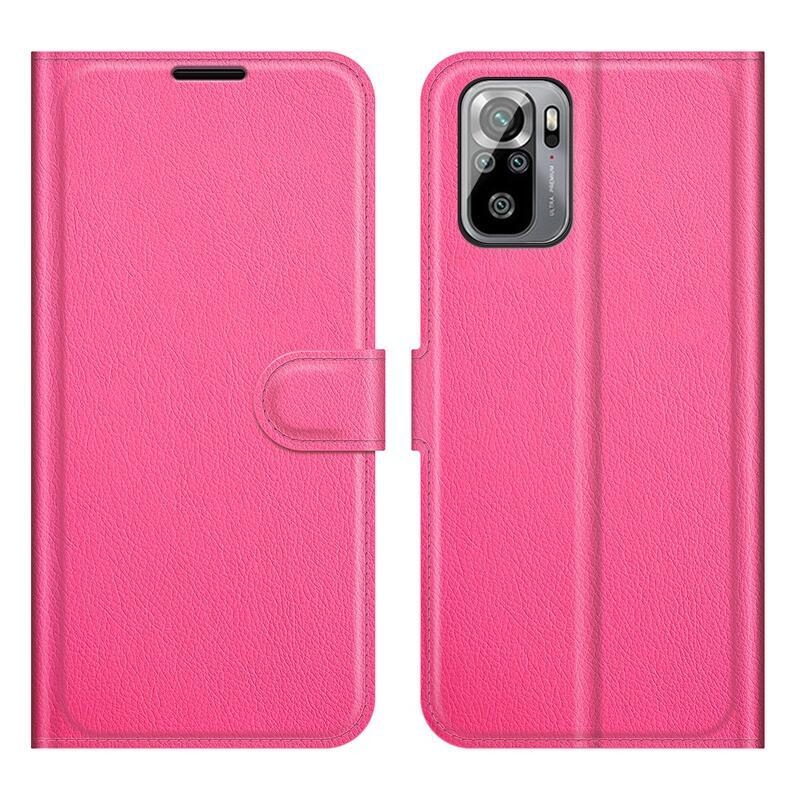 Osztott PU bőr pénztárca tok Xiaomi Redmi Note 10 4G/Redmi Note 10S/Poco M5s - rózsaszínű