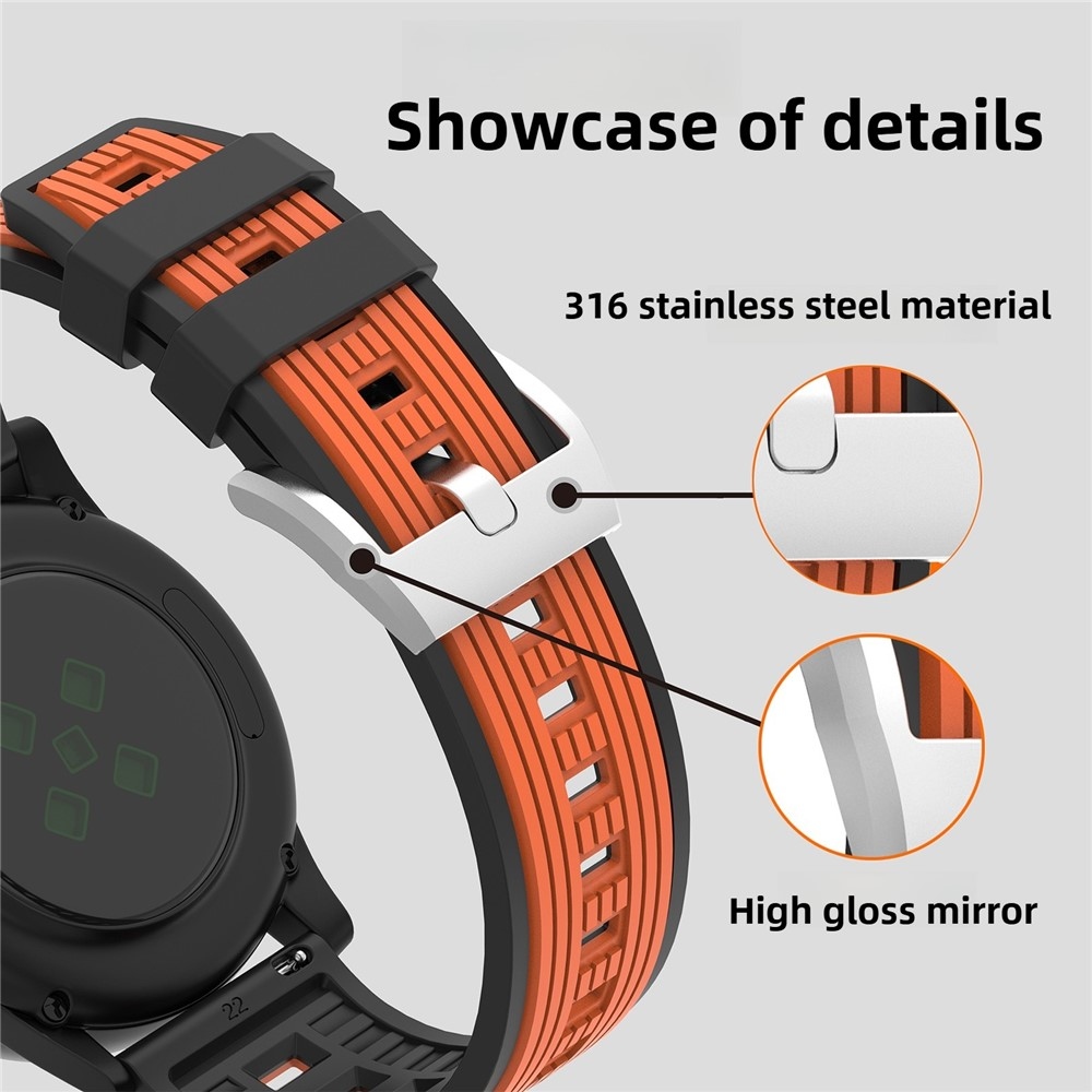 20 mm-es Sports szilikon karkötő a Samsung Galaxy Watch7 44 mm/40 mm-es modellhez – narancssárga/fekete