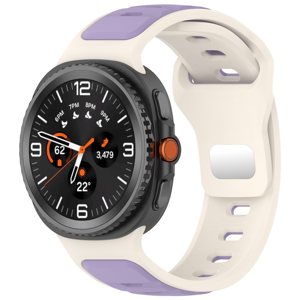 Sports szilikon karkötő a Samsung Galaxy Watch8 Classic 46 mm-es/Watch8 44 mm-es/40 mm-es modellekhez – bézs/lila