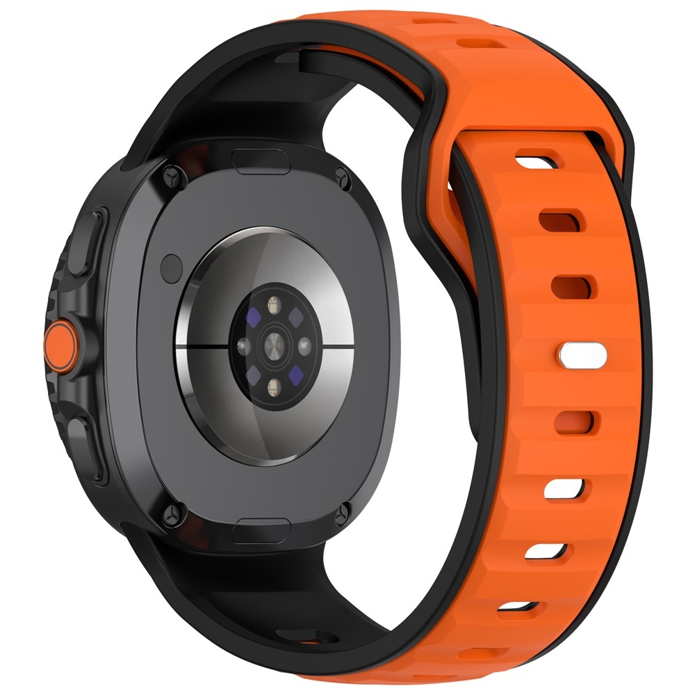 Sports szilikon karkötő a Samsung Galaxy Watch8 Classic 46 mm-es/Watch8 44 mm-es/40 mm-es modellekhez – fekete/narancssárga