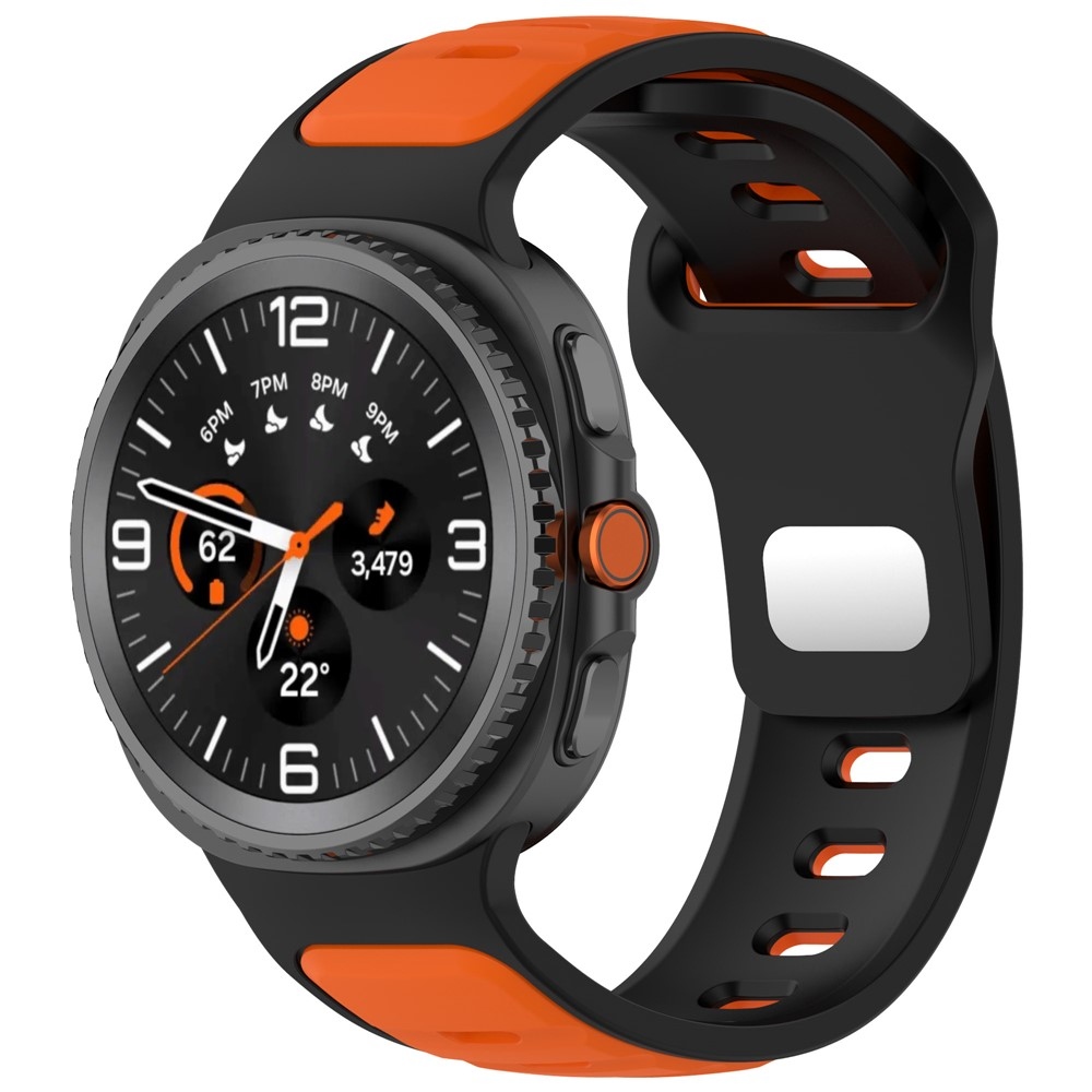 Sports szilikon karkötő a Samsung Galaxy Watch8 Classic 46 mm-es/Watch8 44 mm-es/40 mm-es modellekhez – fekete/narancssárga