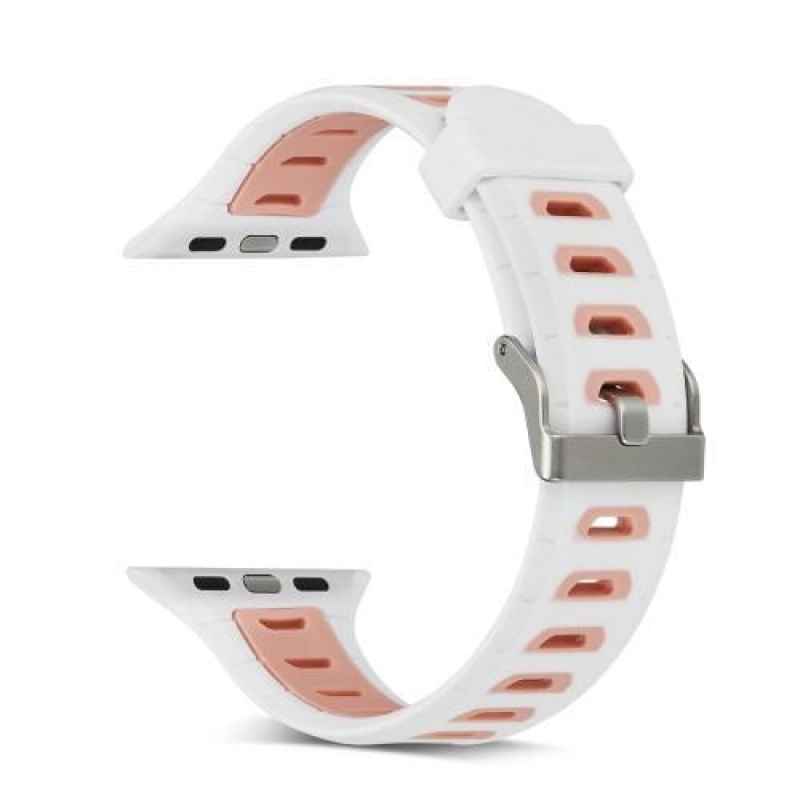 Sportos szilikon szíj Apple Watch 38mm-es órához - fehér és rózsaszín