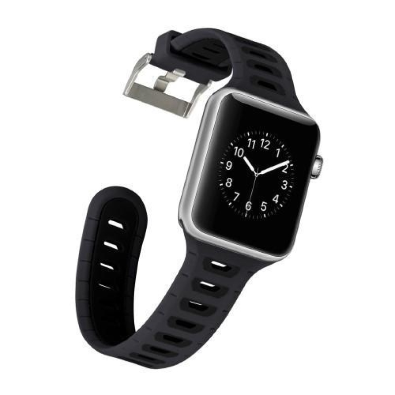 Sportos szilikon szíj Apple Watch 38mm-es órához - fekete