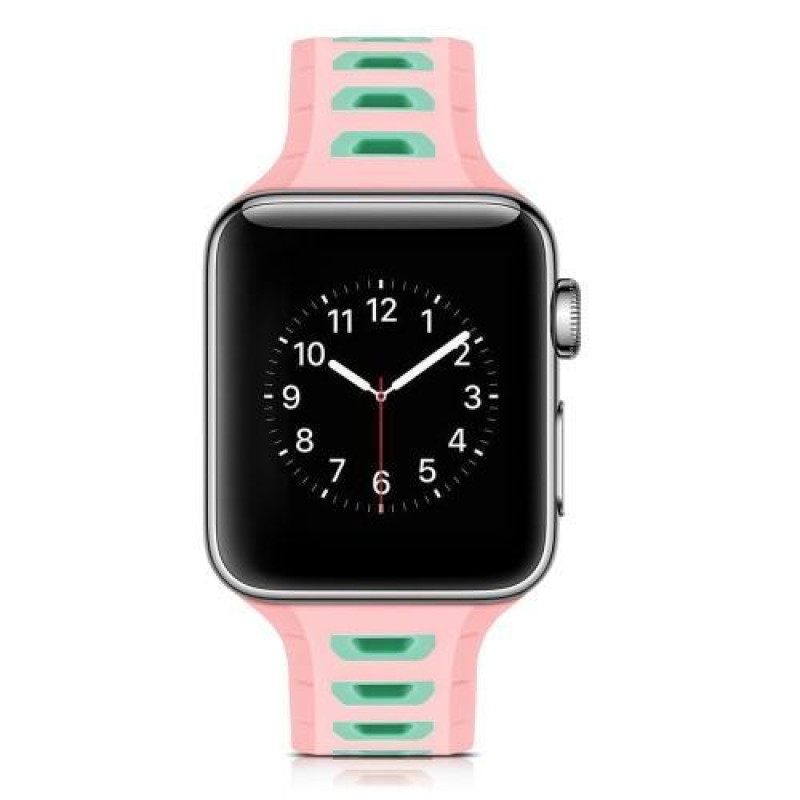 Sportos szilikon szíj Apple Watch 38mm-es órához - rózsaszín és zöld
