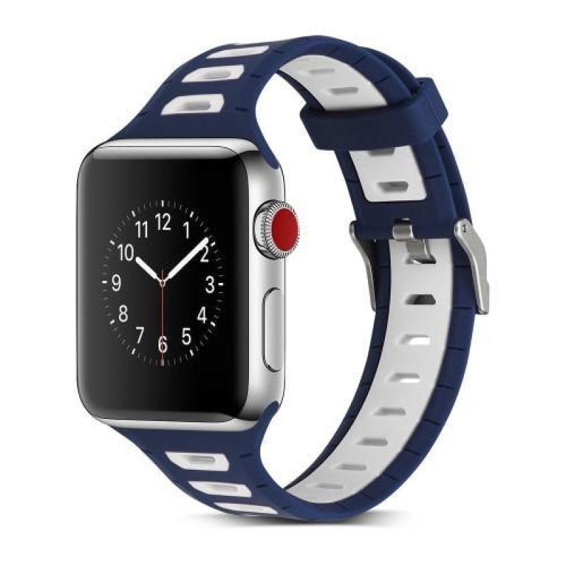Sportos szilikon szíj Apple Watch 38mm-es órához - sötétkék és fehér