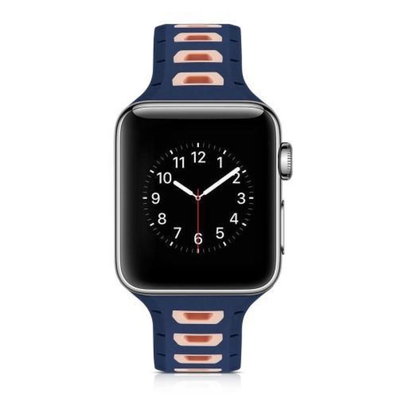 Sportos szilikon szíj Apple Watch 38mm-es órához - sötétkék és rózsaszín