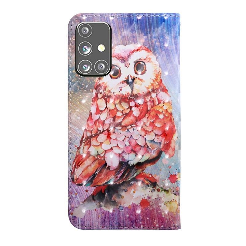 Foltos PU bőr pénztárca tok Samsung Galaxy M31s - bagoly